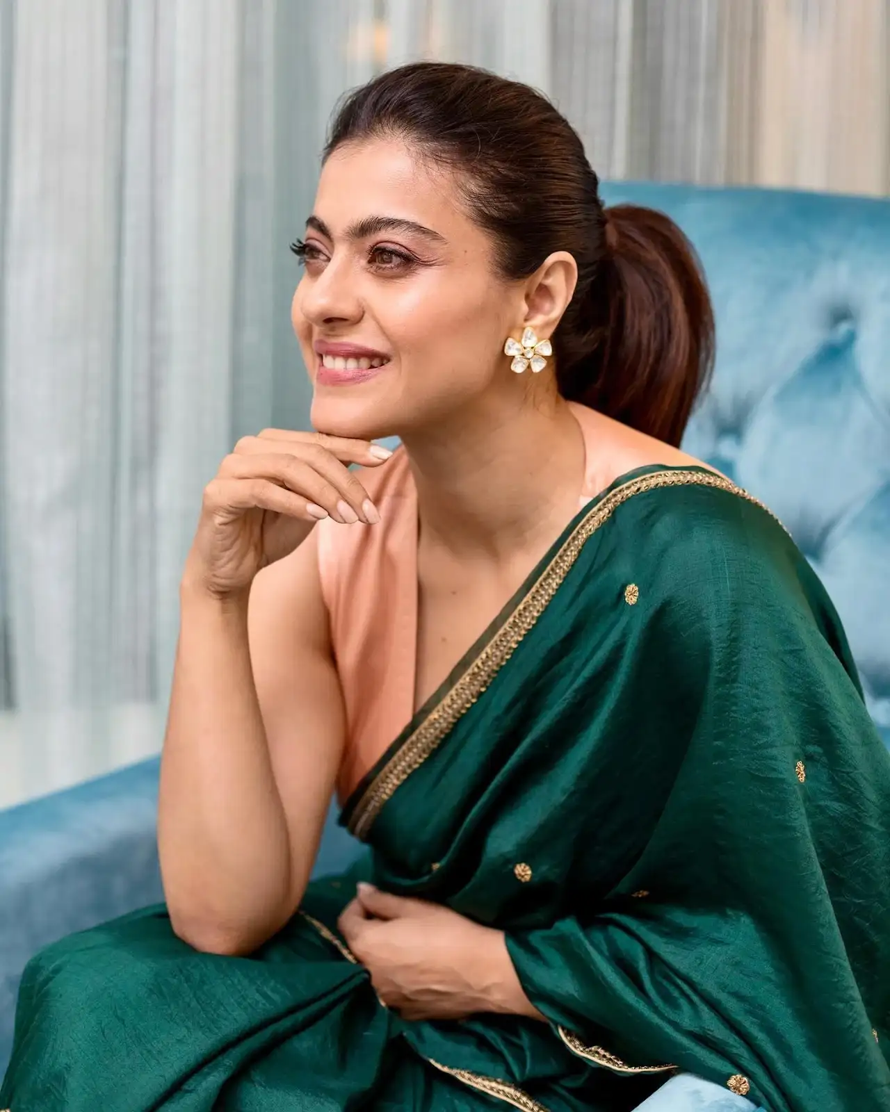 Kajol Devgan in Traditional Green Color saree